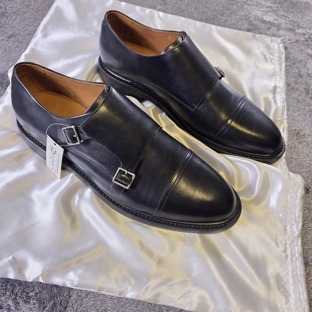 Polo Ralph Lauren Asher Double Monk Strap Oxford Leather Dress Shoes Size 14